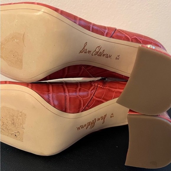 Sam Edelman Red croc embossed leather boots. Size 8.5 - Picture 4 of 7